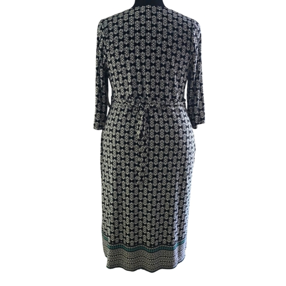 Catherines Women's Plus Floral Knit Black White Turquoise Long Dress Size 0X - Picture 5 of 6